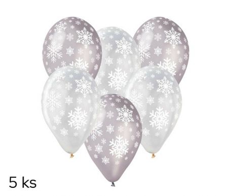 Balónky s potiskem 5ks OBYČ. Vločky