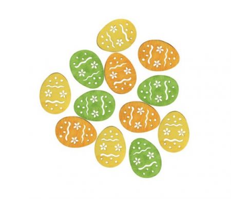 Dekorace velikonoční dřevěná - vajíčka 4cm, 12ks