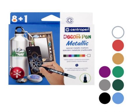 Popisovač CENTROPEN 2737/8+1 sada DECORPEN METALLIC