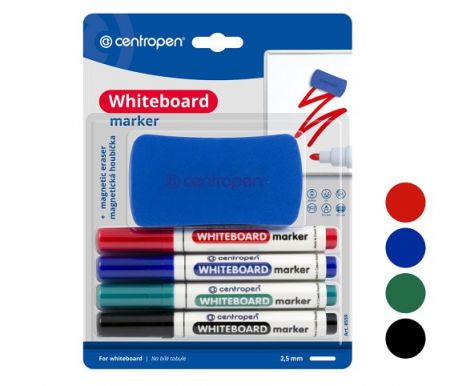Popisovač CENTROPEN 8559/4 STÍRATELNÝ značkovač sada s magnetickou houbičkou