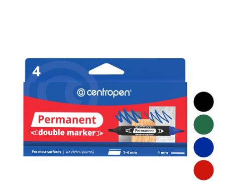 Popisovač CENTROPEN DOUBLE 1666/4 sada PERMANENTNÍ