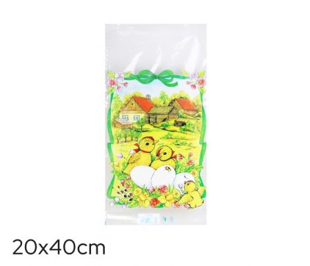 Sáček velikonoční 20 x 40cm čirý - Housata na dvoře