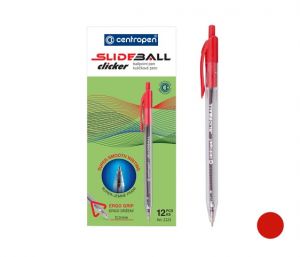 Propiska jednorázová CENTROPEN 2225 SlideBall Clicker, červená