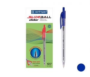 Propiska jednorázová CENTROPEN 2225 SlideBall Clicker, modrá