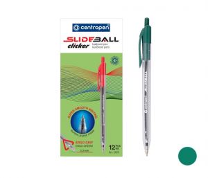 Propiska jednorázová CENTROPEN 2225 SlideBall Clicker, zelená