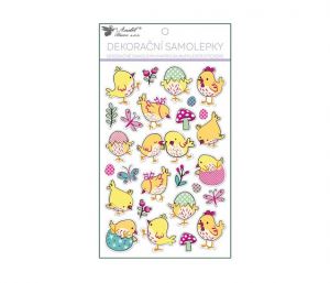 Samolepky velikonoční plastické kuřátka 14,5 x 25cm