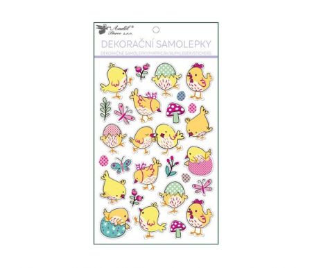 Samolepky velikonoční plastické kuřátka 14,5 x 25cm