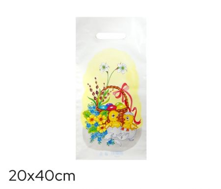 Taška  velikonoční bílá 20 x 40cm - Kuřátka