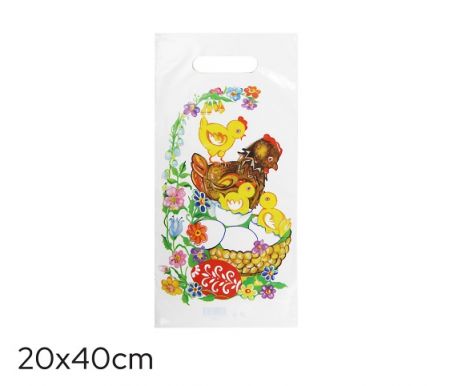 Taška  velikonoční bílá 20 x 40cm - Slepice