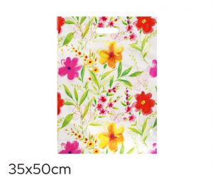 Taška igelitová 35 x 50cm KVĚTINY S MOTÝLEM