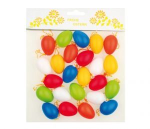 Vajíčka plastová na zavěšení barevná 4cm, 24ks