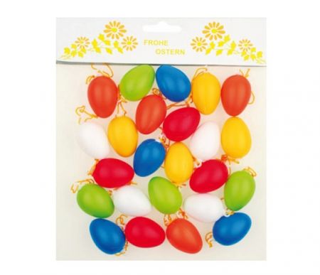 Vajíčka plastová na zavěšení barevná 4cm, 24ks