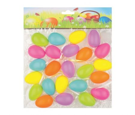Vajíčka plastová na zavěšení barevná pastel 4cm, 24ks
