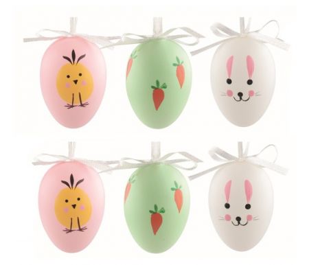Vajíčka plastová na zavěšení zvířátka 6cm, 6ks mix