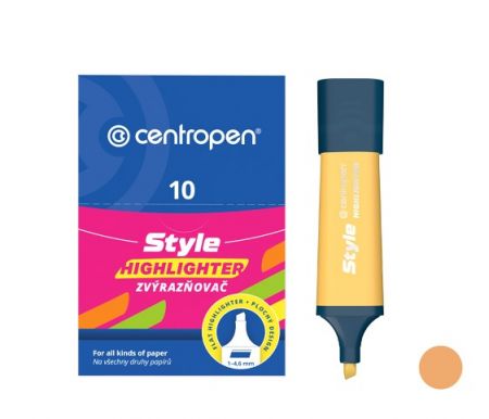Zvýrazňovač CENTROPEN 6252 oranžový pastelově, plochý
