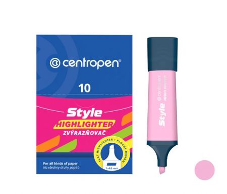 Zvýrazňovač CENTROPEN 6252 růžový pastelově, plochý