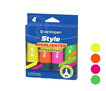 Zvýrazňovač CENTROPEN 6252/4 sada