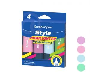Zvýrazňovač CENTROPEN 6252/4 sada pastel