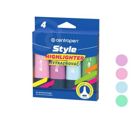 Zvýrazňovač CENTROPEN 6252/4 sada pastel