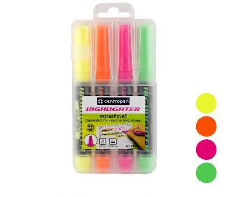 Zvýrazňovač CENTROPEN 8542/4 sada FLEXI