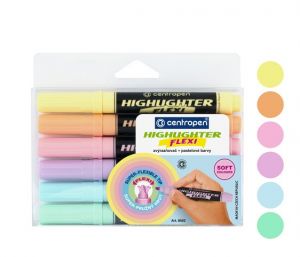 Zvýrazňovač CENTROPEN 8542/6 sada FLEXI pastel