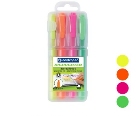 Zvýrazňovač CENTROPEN 8722/4 sada