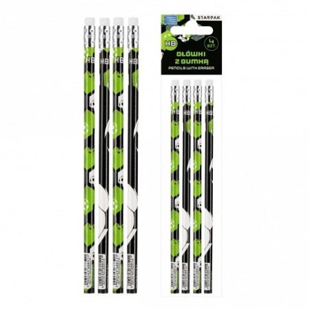 ŠKOLNÍ TUŽKA S GUMIOU SADA 4 KUSŮ FOTBALOVÝ MÍČ