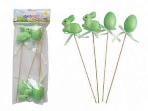 Králíčci a vejce velikonoční zelené 4ks