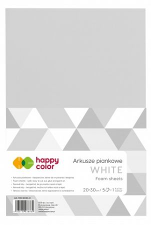 Dekorační pěnové listy bez lepidla White bílá A4 5 listů Happy Color 2030-0