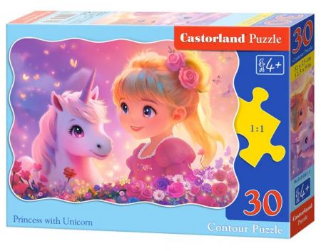 Puzzle Castorland 30 dílků - Princezna s jednorožcem (Princess with Unicorn) 