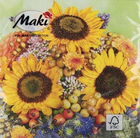 Ubrousky MAKI L (20ks) Autumn Bouquet with Sunflowers