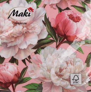 Papírové ubrousky květiny Pivoňky 33x33 cm Pol-mak