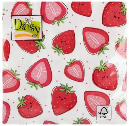 Ubrousky DAISY 33x33cm  Jahody STRAWBERRY