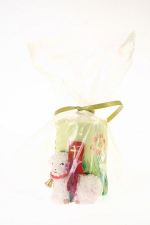 Velikonoční dekorace svíčka s beránkem