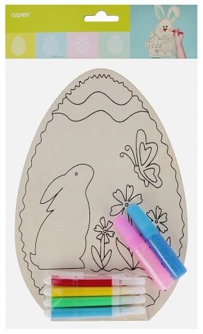 Dřevěná dekorace k vybarvování - mix velikonočních dekorací jako králík