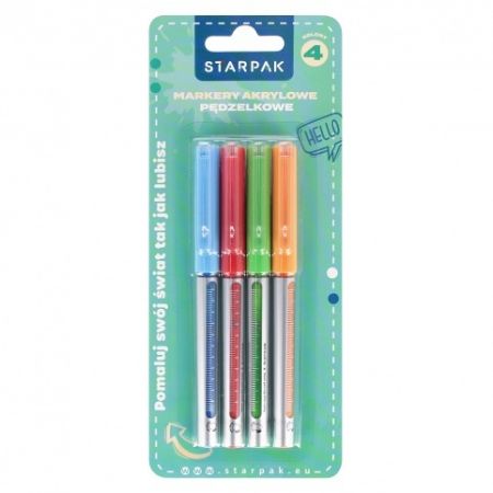 Popisovače akrylové STARPAK Basic 4barvy, štětcový hrot