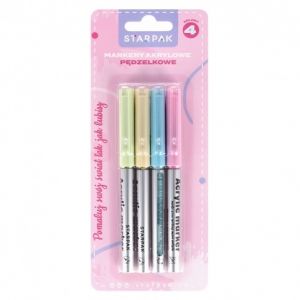 Popisovače akrylové STARPAK Pastel 4barvy, štětcový hrot
