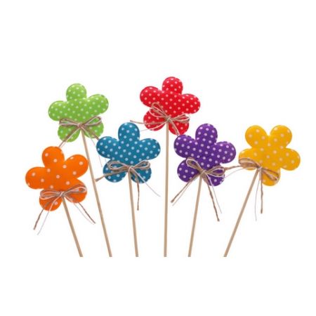 Dekorativní zápich – kytička s puntíky 6ks<br />