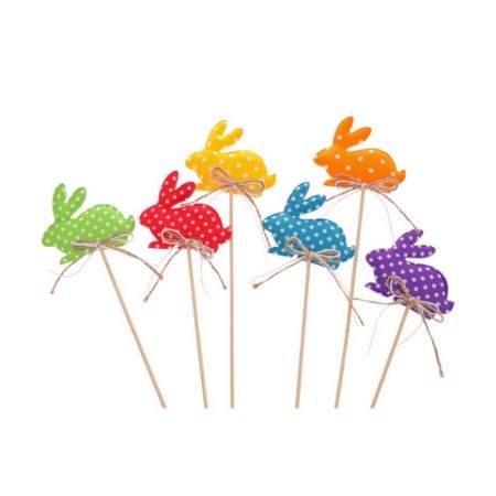 Dekorativní zápich – barevný zajíček s puntíky 6ks