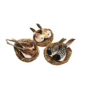 Dekorační sisálové hnízdo s ptáčky