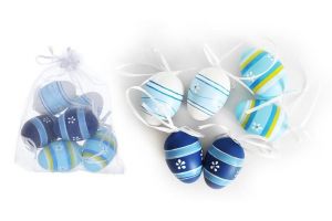 Vajíčko W033821 dekorační plastové malované 6 cm, 6ks v organza sáčku
