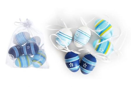 Vajíčko W033821 dekorační plastové malované 6 cm, 6ks v organza sáčku