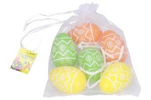 Vajíčko W044996 dekorační plastové různé barvy 4x6 cm, 6 ks