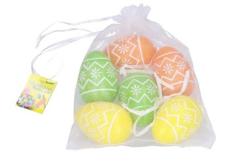 Vajíčko W044996 dekorační plastové různé barvy 4x6 cm, 6 ks