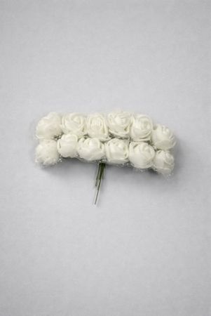 Pěnové růžičky 2cm, svazek 12 ks - Bílé