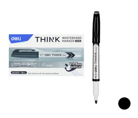 Popisovač DELI EU00620 černý stíratelný (2709)