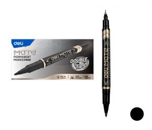 Popisovač DELI EU10420 černý oboustranný permanent (3616)