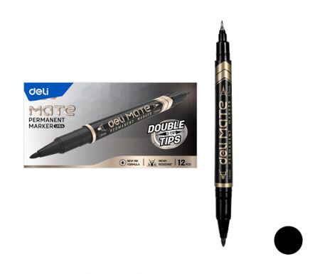Popisovač DELI EU10420 černý oboustranný permanent (3616)