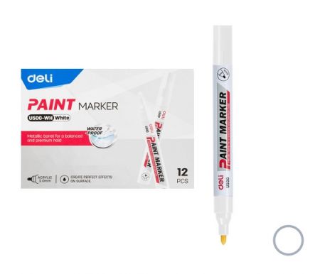 Popisovač lakový DELI EU500-WH bílý