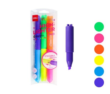 Zvýrazňovač mini DELI EU403 neon sada